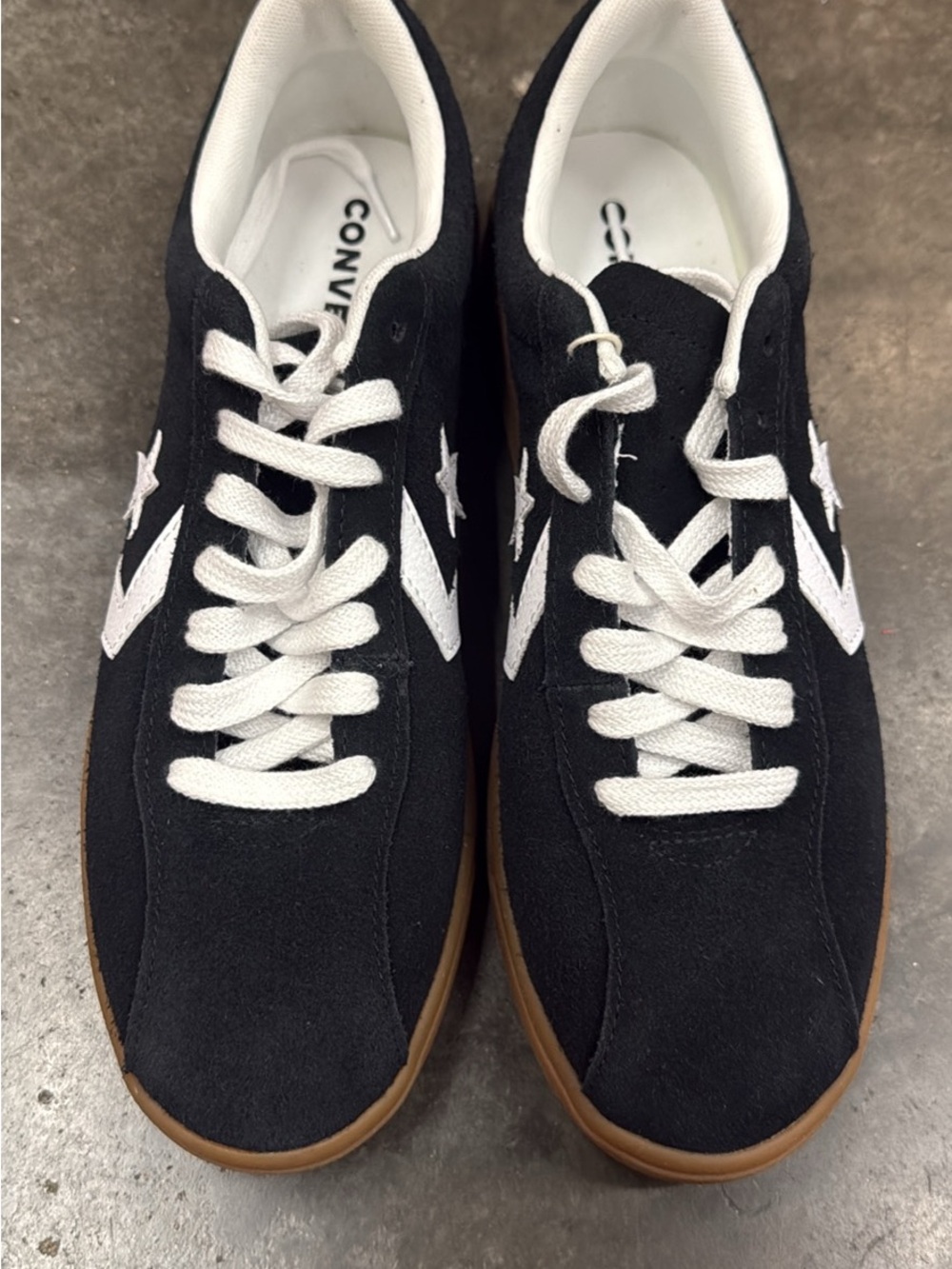 Converse Black Suede Low-Top Sneakers with White Star Chevron